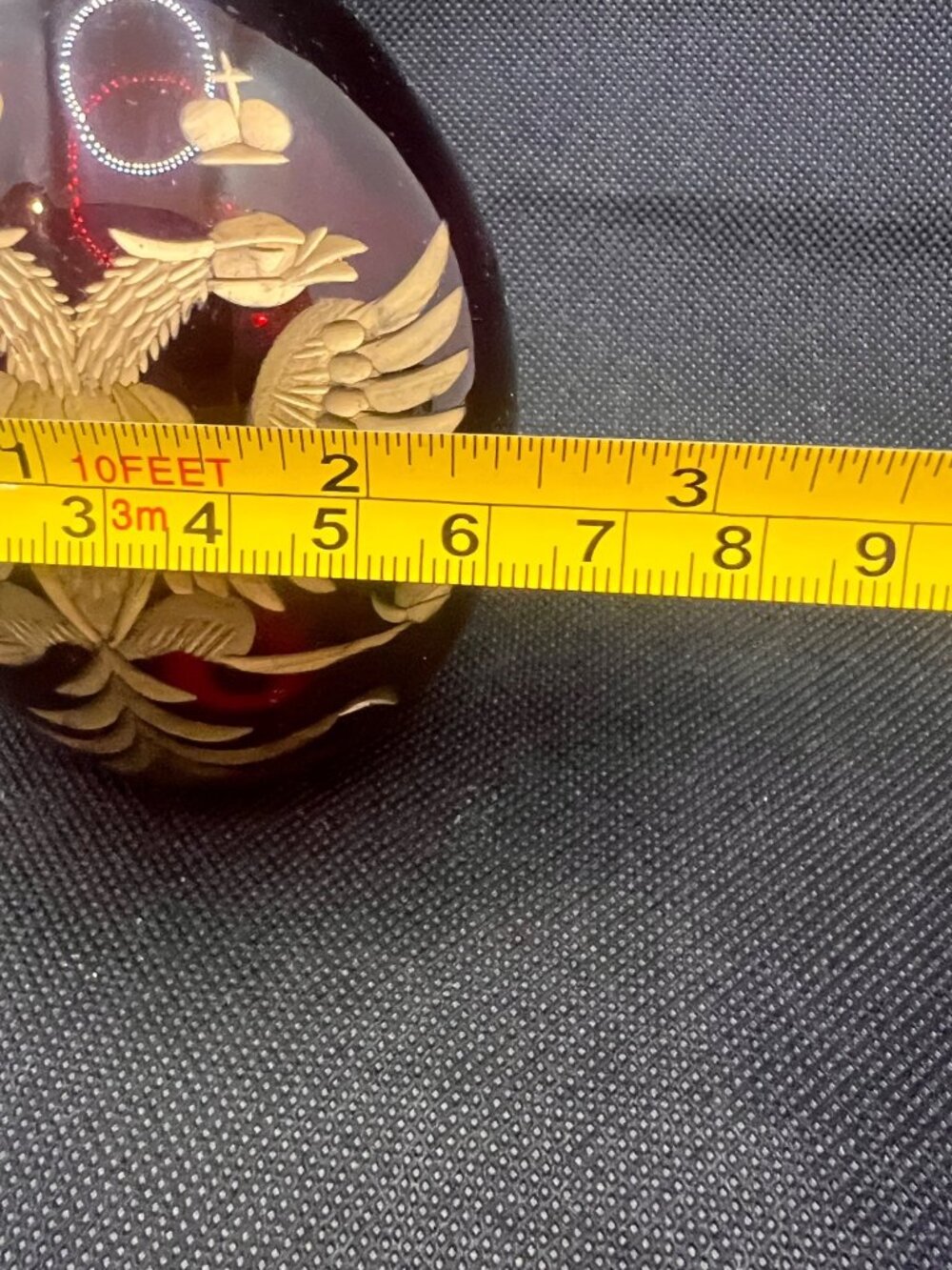 Russian imperial revival Ruby glass egg monogram E cut glass gold gilt - Picture 4 of 10